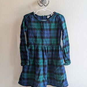 Gap Kids Girls Size xs Blue Green Plaid Christmas Dress Puff Sleeve at Cuff